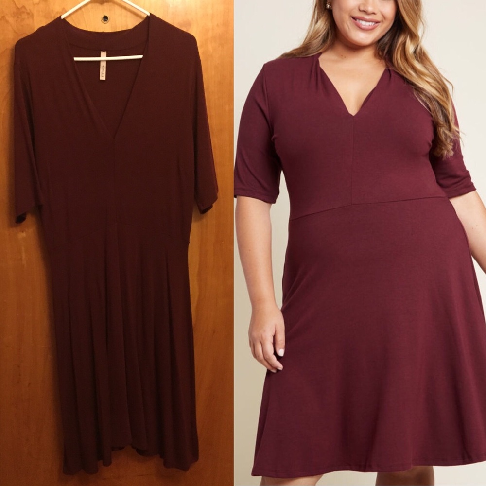 ModCloth Warranted Wanderlust dress in burgundy